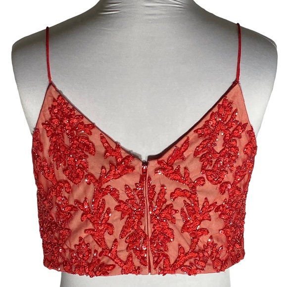 Adrianna Papell Beaded Crop Tank with Spaghetti Straps Size 6 Petite - Picture 5 of 14